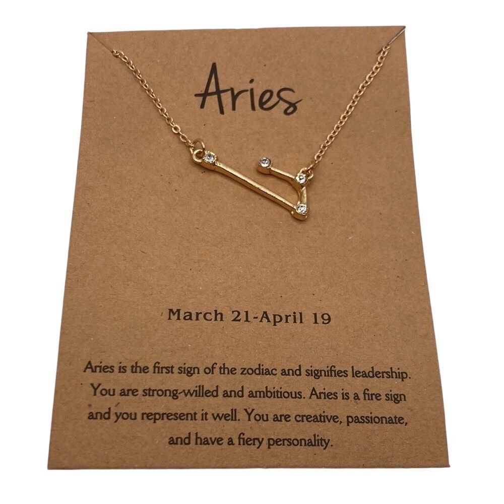 Gold Rhinestone Aries Zodiac Sign Bracelet